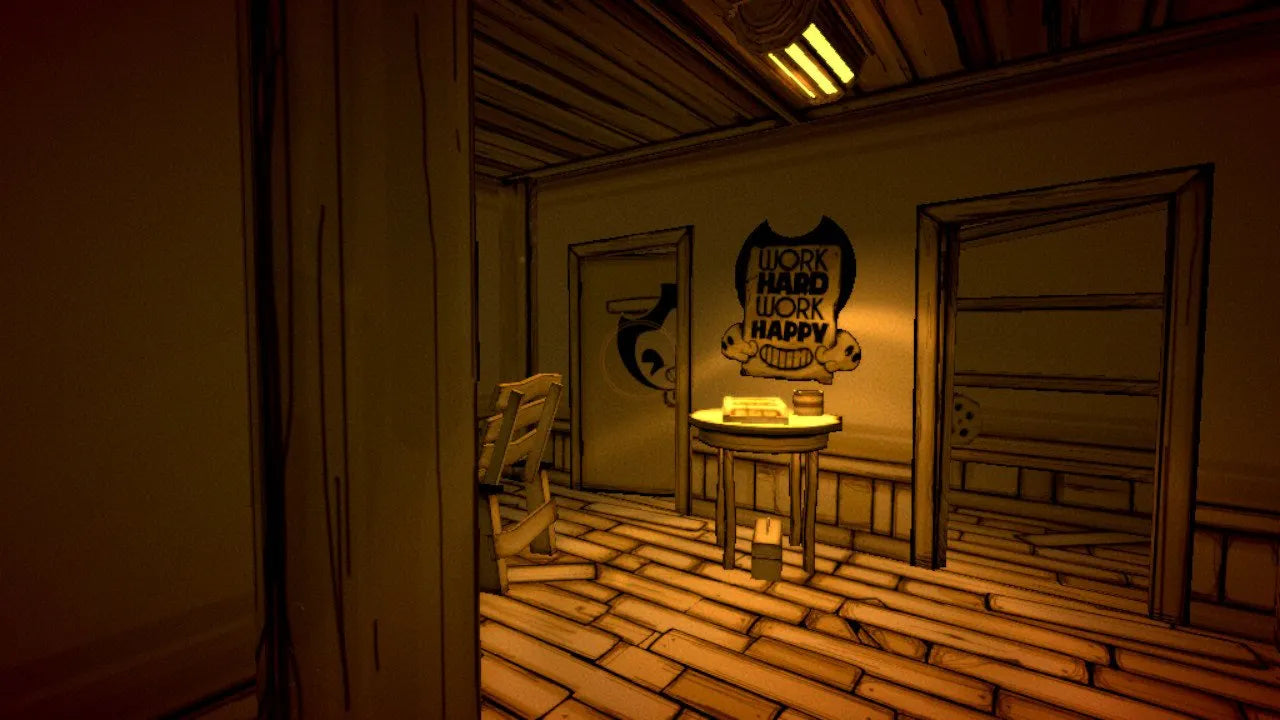 Bendy and the Ink Machine PlayStation 4 PS4 first-person horror puzzle video game Bendy cartoon characters ink world Joey Drew Studios atmospheric exploration puzzles stealth sequences gameplay