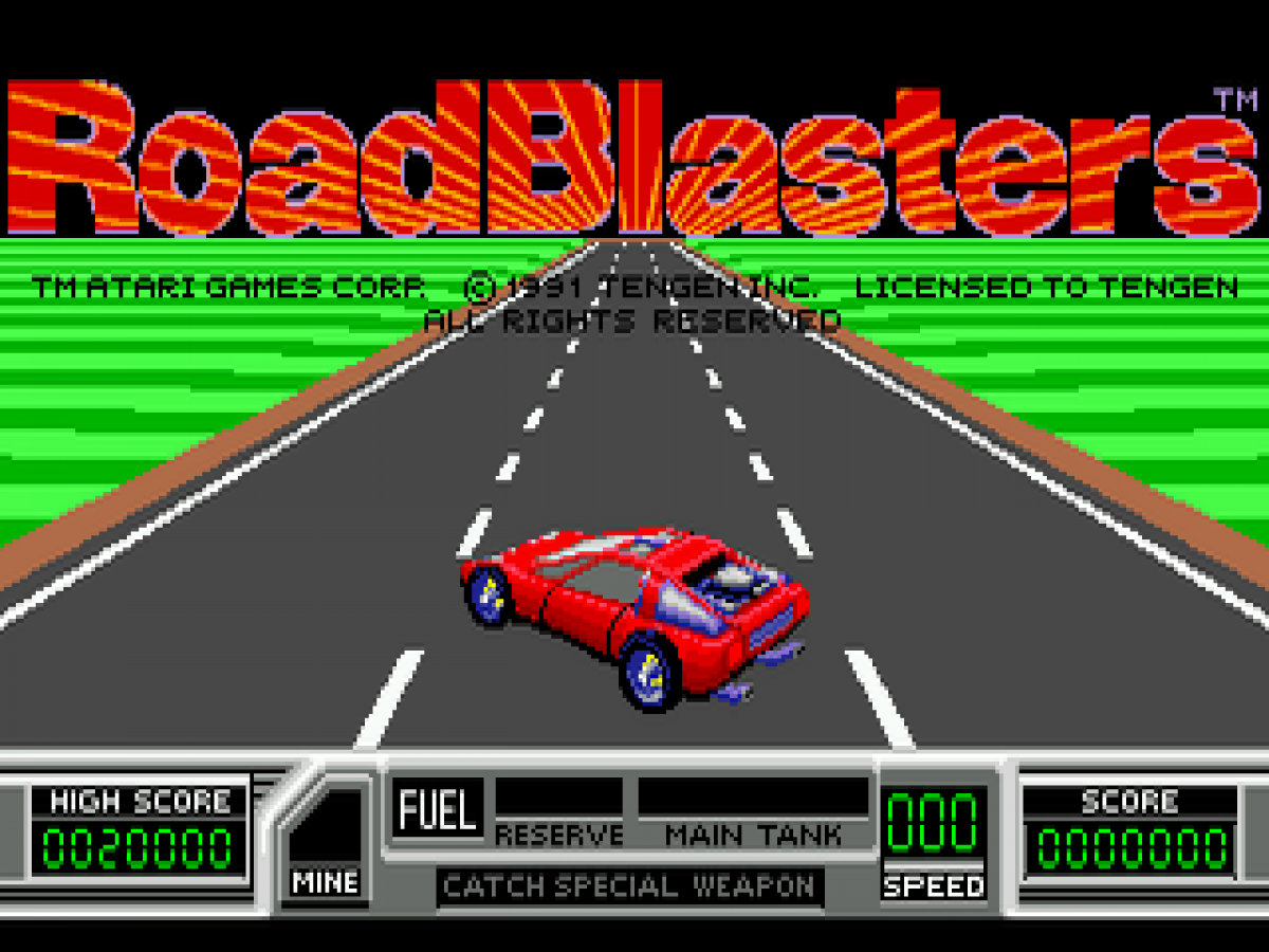 RoadBlasters title screen for Sega Genesis (GEN) video game