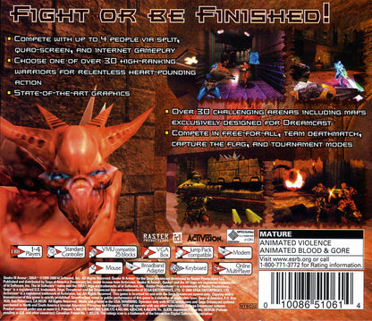 Quake III Arena Sega Dreamcast retro video game first person shooter back of case (2000)