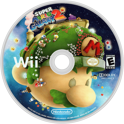 Super Mario Galaxy 2 Nintendo Wii for platforming video game fans featuring gravity defying gameplay imaginative galaxy exploration creative level design power ups Yoshi companion challenging platforming colorful worlds classic Nintendo adventure collectible gaming appeal game disc