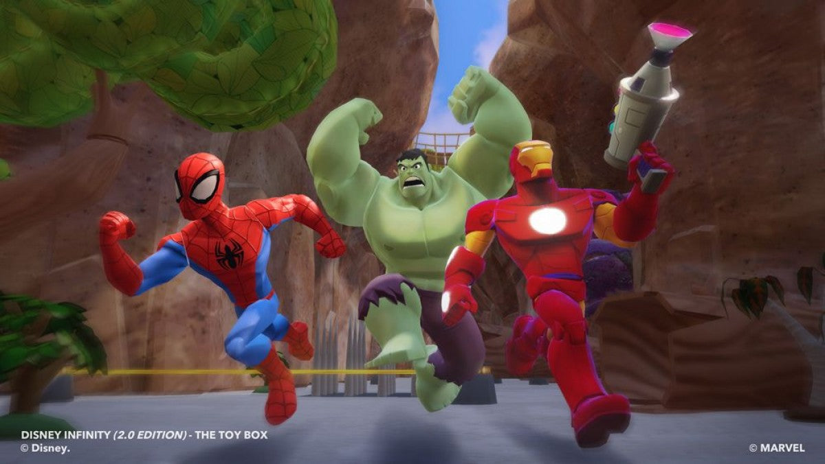 Disney Infinity 2.0 – Xbox One (XONE) gameplay for action-adventure game featuring Marvel characters and customizable Toy Box gameplay.