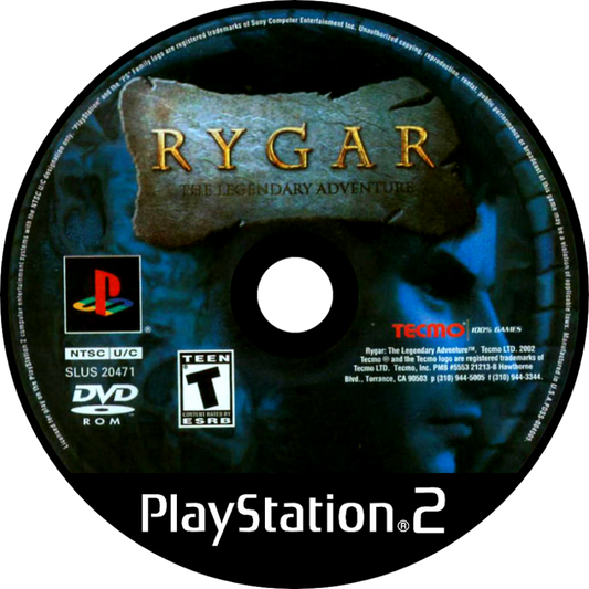 Rygar The Legendary Adventure PlayStation 2 PS2 for action adventure video game fans featuring hack and slash combat ancient mythology inspired world exploration platforming puzzle solving magical Diskarmor weapon epic boss battles fantasy gameplay collectible gaming appeal disc