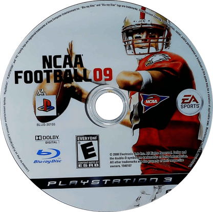 NCAA Football 09 disc for PlayStation 3 PS3 video game