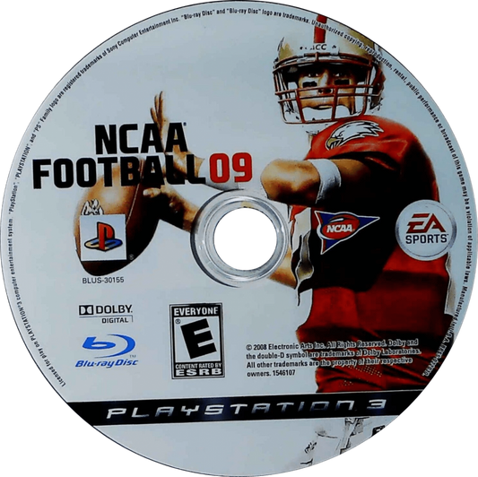 NCAA Football 09 disc for PlayStation 3 PS3 video game