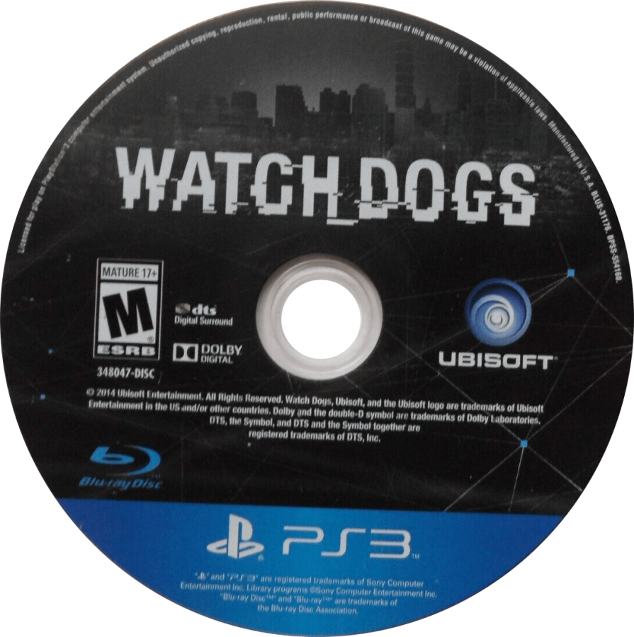 Watch Dogs disc for PlayStation 3 (PS3) video game