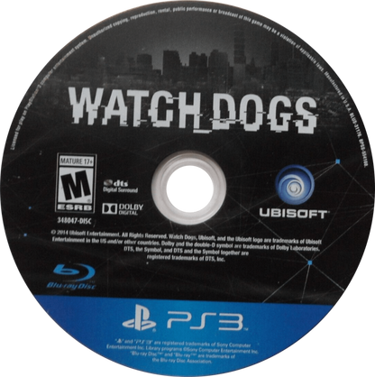 Watch Dogs disc for PlayStation 3 (PS3) video game