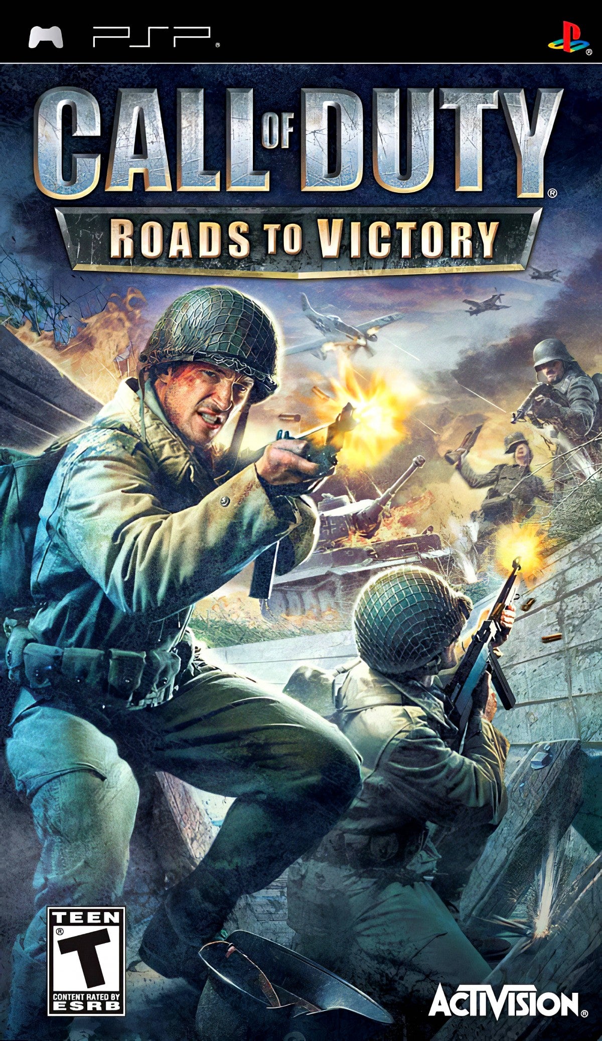 Call of Duty: Roads to Victory – PlayStation Portable (PSP) cover art for first-person shooter video game