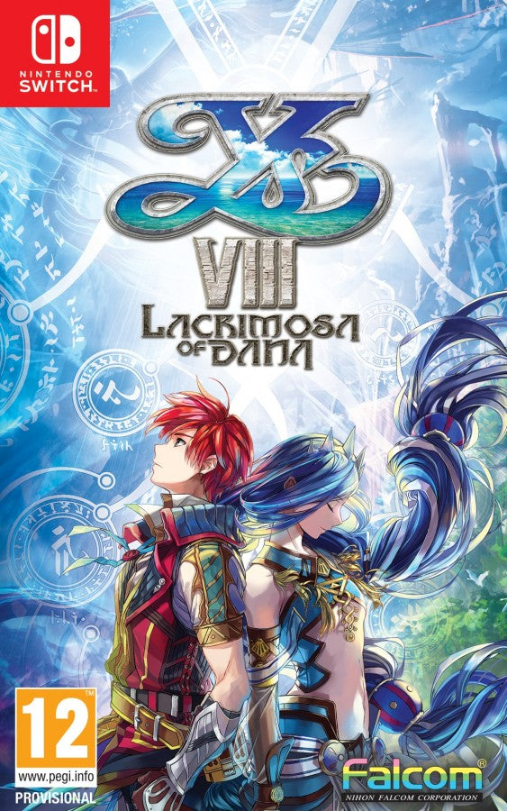 Ys VIII Lacrimosa of Dana Nintendo Switch inspired design featuring epic action role playing adventure aesthetic stranded island exploration dual protagonist storytelling fast paced real time combat mysterious ancient civilization vibrant fantasy world immersive quests presentation cover art