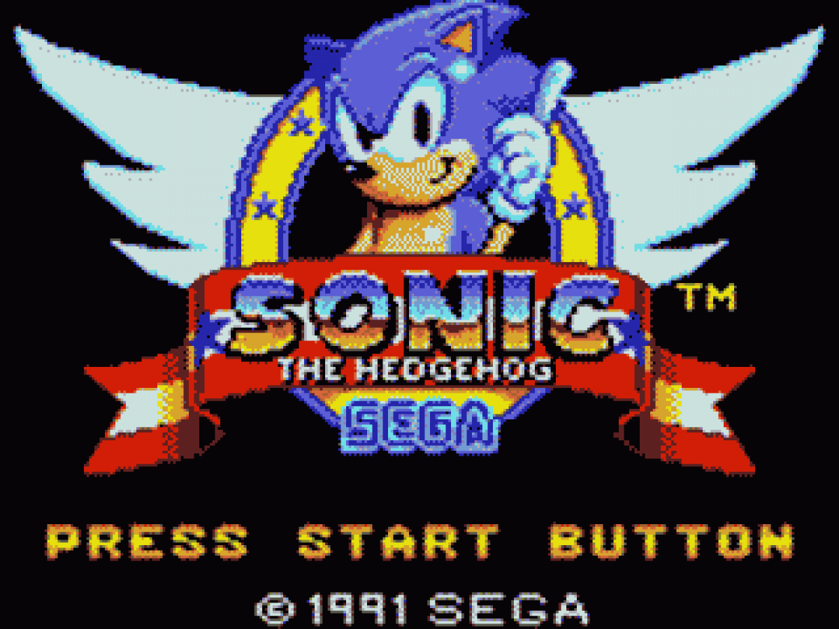 Sonic the Hedgehog title screen for Sega Game Gear (GG) video game
