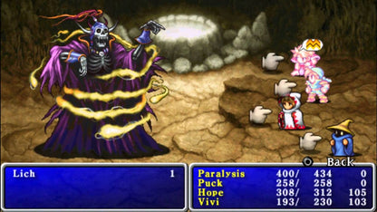 Final Fantasy PSP inspired design featuring classic fantasy role playing adventure aesthetic legendary heroes epic quests turn based combat richly imagined worlds enhanced portable visuals iconic magic systems character progression and timeless JRPG gameplay presentation gameplay