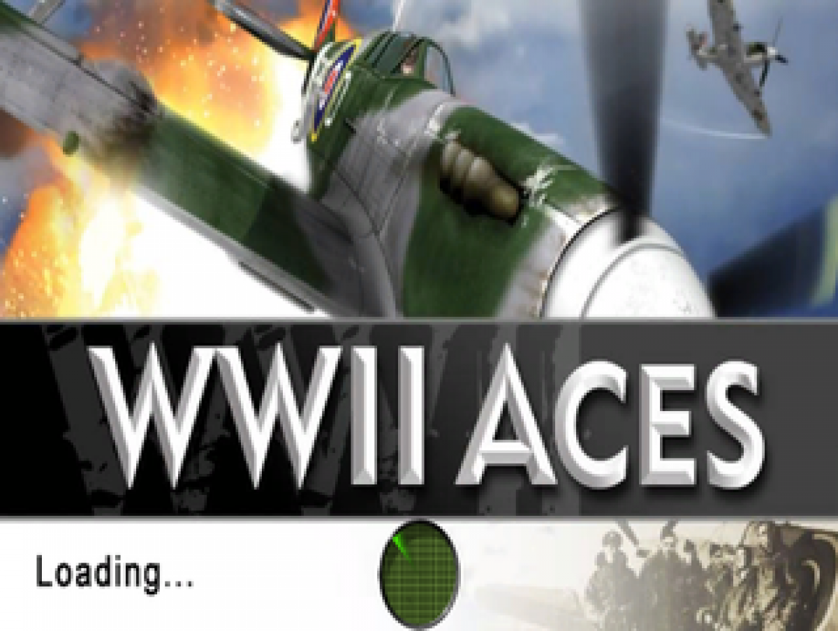 WWII Aces loading screen for Nintendo Wii (Wii) featuring aerial combat gameplay with historic World War II fighter planes, intense dogfights, and mission‑based campaigns across European battlefronts.