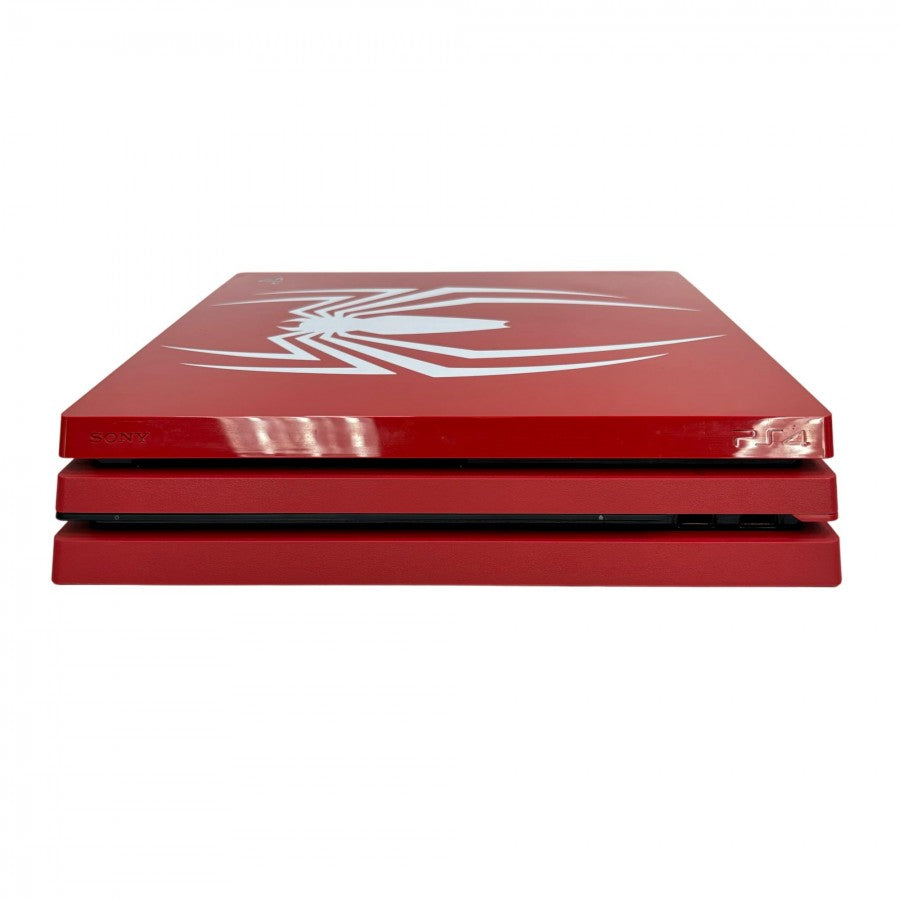 PlayStation 4 Pro Console (PS4) [1TB Spider-Man Edition] featuring high definition 4K gaming output and a unique Spider-Man console and controller design