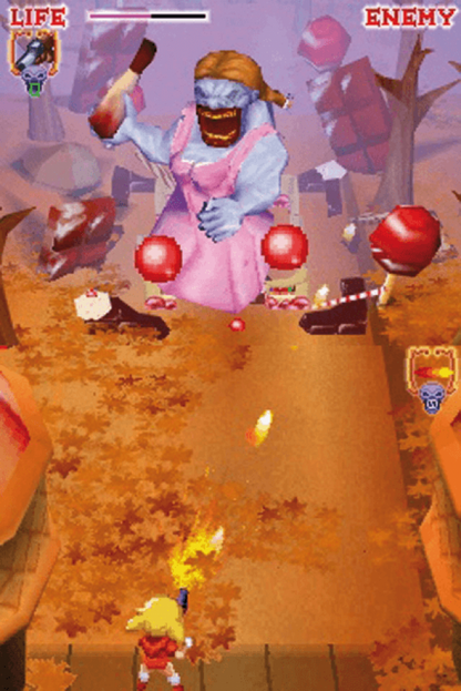 Little Red Riding Hood's Zombie BBQ Nintendo DS DS action shooting video game featuring Little Red Riding Hood zombie enemies fast-paced shooting combat colorful environments challenging levels weapons boss battles and classic Nintendo DS DS gameplay collectible retro gaming appeal gameplay 