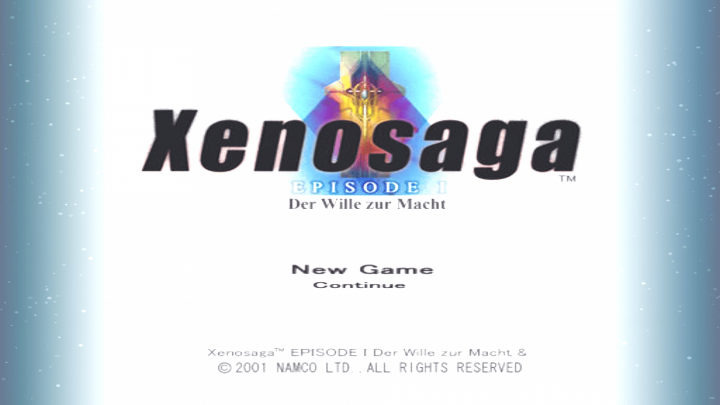 Xenosaga Episode I: Der Wille zur Macht – PlayStation 2 (PS2) video game title screen, JRPG.