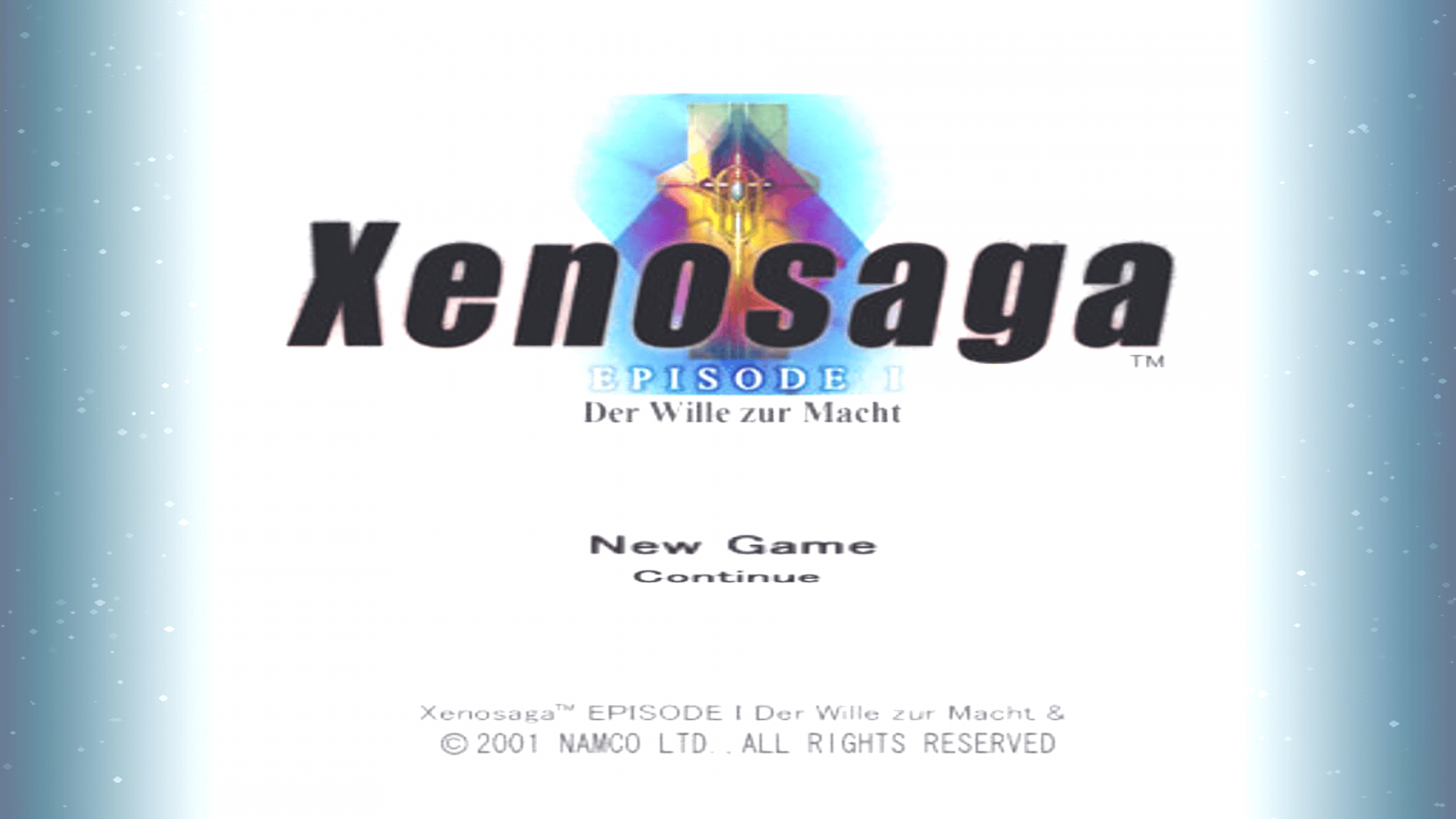 Xenosaga Episode I: Der Wille zur Macht – PlayStation 2 (PS2) video game title screen, JRPG.