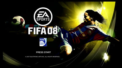 FIFA 08 Soccer start screen for Xbox 360 (X360) sports soccer video game