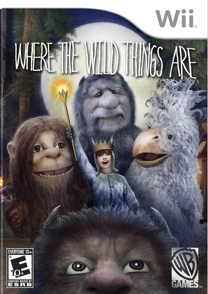 Where the Wild Things Are cover art for Nintendo Wii (Wii) featuring action‑adventure gameplay inspired by the classic story, with exploration, platforming, and creature‑filled environments.
