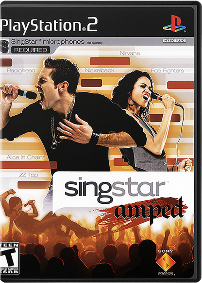 Singstar Amped – PlayStation 2 (PS2) video game cover image, music rhythm game.