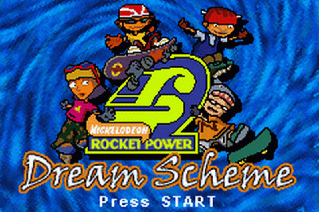 Boy Advance retro video game title screen featuring action sports gameplay skateboarding BMX style challenges beach themed environments team based missions cartoon inspired visuals extreme sports adventure and portable handheld gaming experience on the GBA system