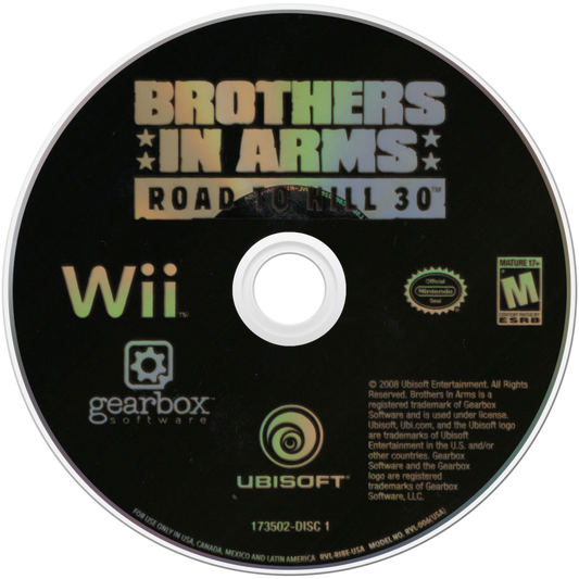 Brothers in Arms: Double Time disc 1 cover art for Nintendo Wii (Wii) video game 