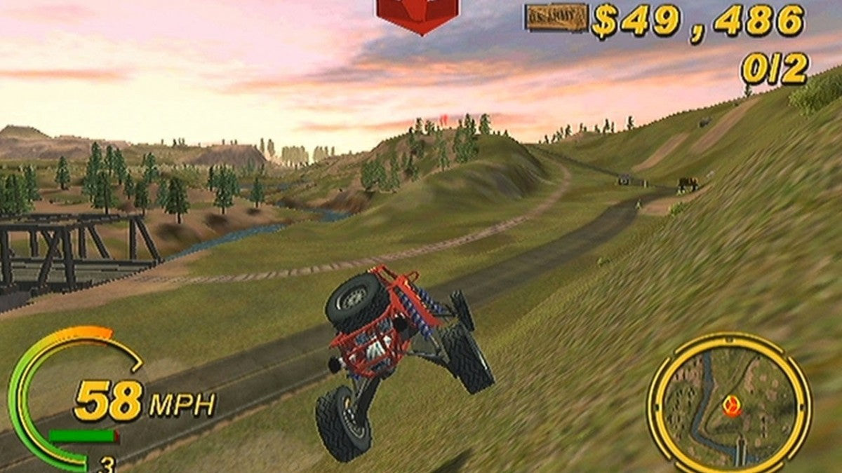 Smuggler’s Run 2 Hostile Territory PlayStation 2 PS2 video game, open-world off-road racing, vehicular action missions, classic console title gameplay screenshot