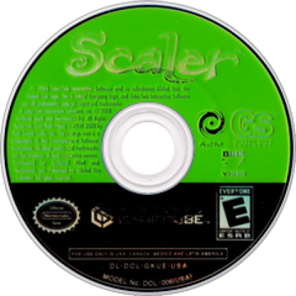 Disc cover art for Scaler GameCube game featuring colorful 3D platforming gameplay with reptile-based abilities and exploration 
