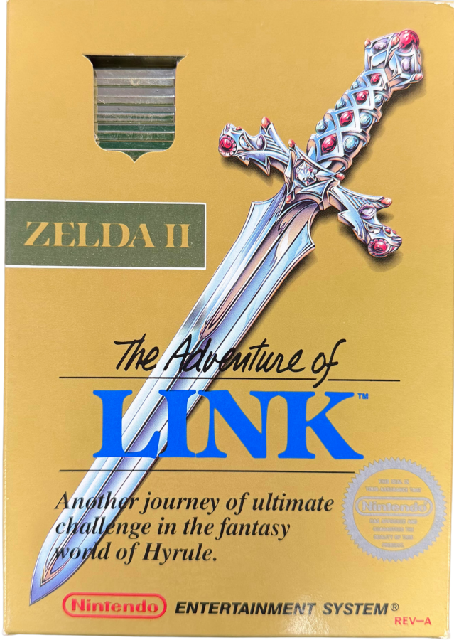 The Legend of Zelda II The Adventure of Link Nintendo Entertainment System NES for retro video game enthusiasts featuring side scrolling action role playing gameplay overworld exploration challenging sword combat magic abilities dungeon exploration classic Nintendo adventure and collectible gaming appeal cover art