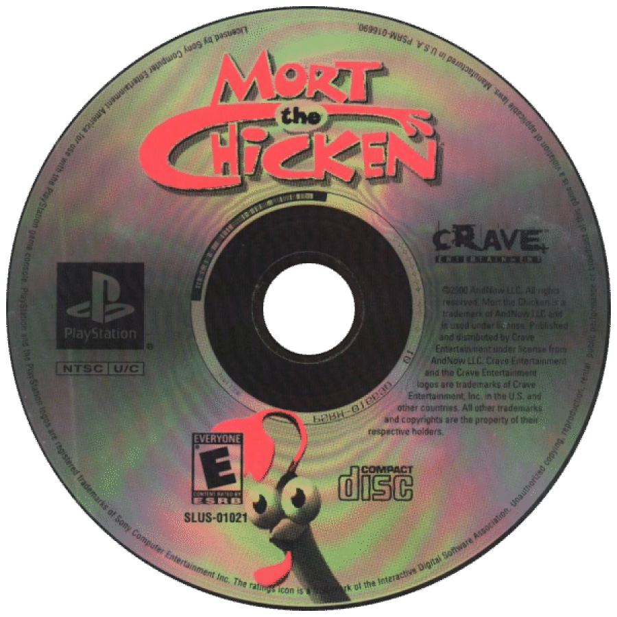 Mort the Chicken disc for PlayStation 1 (PS1) video game