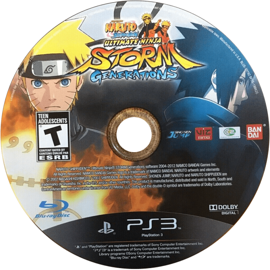 Naruto Shippuden: Ultimate Ninja Storm Generations disc art for PlayStation 3 (PS3) video game