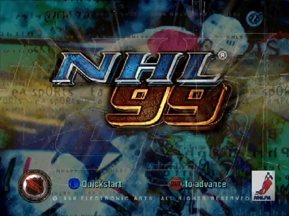 NHL 99 title art for Nintendo 64 N64 video game