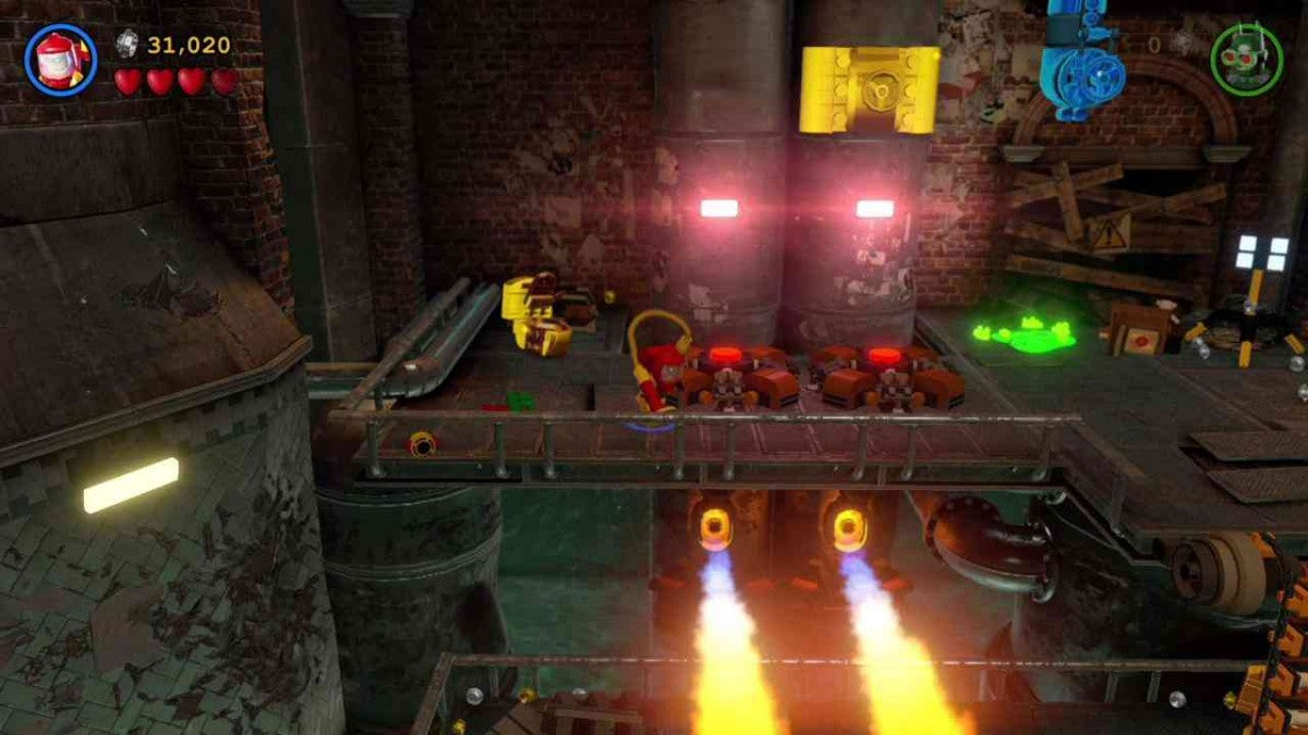 LEGO Batman 3 Beyond Gotham Xbox 360 action-adventure video game Batman Robin Justice League Lantern worlds outer space setting Brainiac villain character swapping puzzle solving brick-building humor DC Comics superhero roster Lantern rings powers co-op gameplay gameplay screenshot