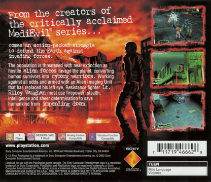 C-12: Final Resistance back of box for PlayStation 1 (PS1) retro video game