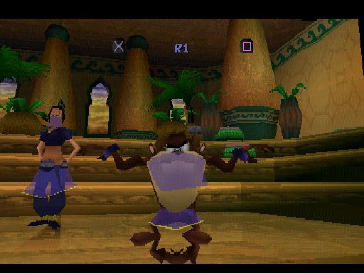 Bugs Bunny and Taz Time Busters PlayStation 1 game featuring cartoon-style platforming, time-travel adventures, and classic Looney Tunes humor gameplay screenshot