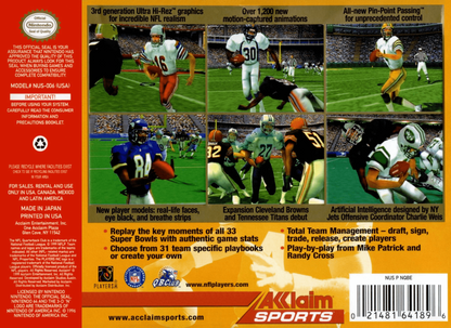 NFL Quarterback Club 2000 back cover art for Nintendo 64 N64 video game