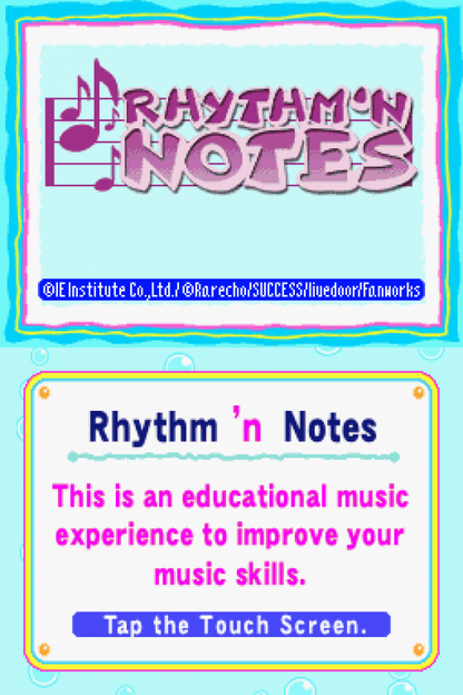 Rhythm ’n Notes Nintendo DS music training game focused on rhythm practice and ear-training exercises for learning notes and timing gameplay