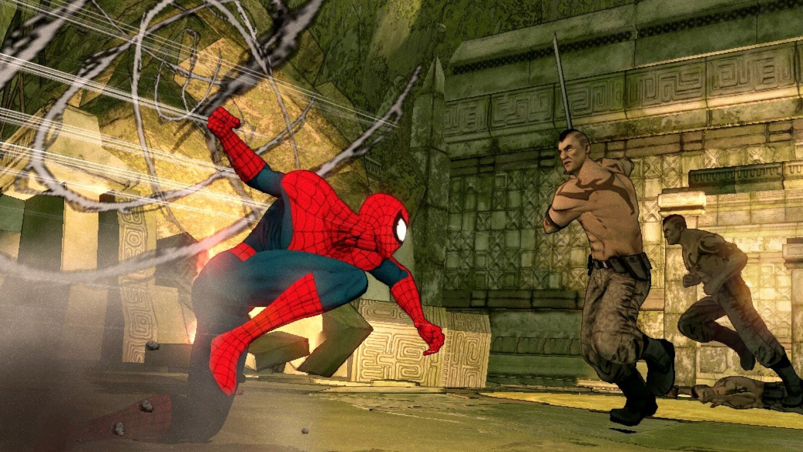 Spider-Man Shattered Dimensions PlayStation 3 action beat 'em up video game four Spider-Men universes Amazing Noir 2099 Ultimate Noir stealth Amazing brawler 2099 sci-fi Ultimate black suit collectibles boss battles gameplay