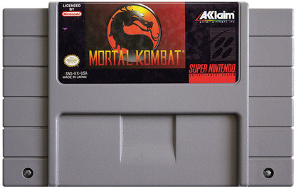 Mortal Kombat for Super Nintendo Entertainment System with classic 2D fighting and martial arts arcade action theme cartridge
