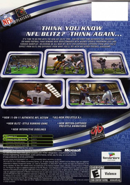 NFL Blitz Pro back cover art for Xbox (XBOX) video game