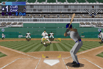 All-Star Baseball 2004 Game Boy Advance GBA video game, baseball sports simulation, season and multiplayer modes, handheld console title gameplay