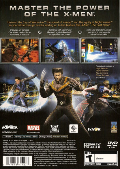 X-Men: The Official Game – PlayStation 2 (PS2) video game back of case, action-adventure.