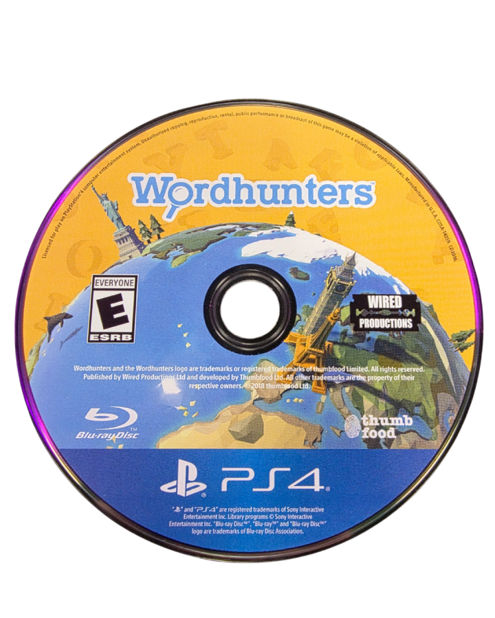 Wordhunters disc cover art for PlayStation 4 (PS4) puzzle video game. 