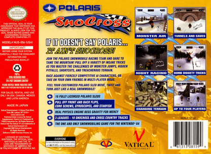 Polaris SnoCross back cover art for Nintendo 64 (N64) video game