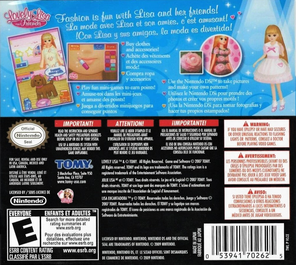 Lovely Lisa and Friends – Nintendo DS: Play mini-games, complete fun challenges, and interact with Lisa and her friends in a colorful world back cover