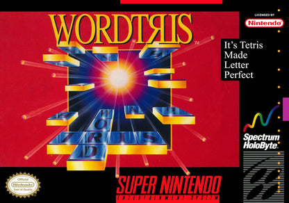 Wordtris for Super Nintendo Entertainment System with word-forming puzzle gameplay theme front cover