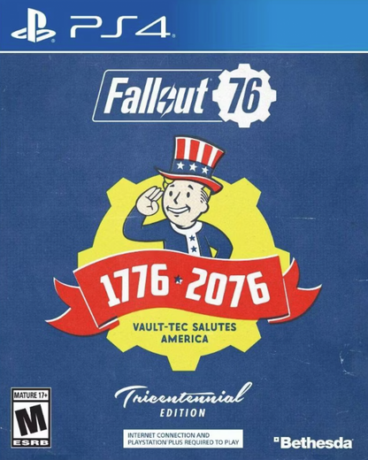 Fallout 76 [Tricentennial Edition] – PlayStation 4 (PS4) video game cover image, online action RPG by Bethesda Softworks