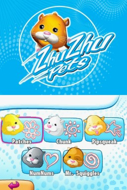 Zhu Zhu Pets home screen for Nintendo DS (DS) virtual pet simulation video game