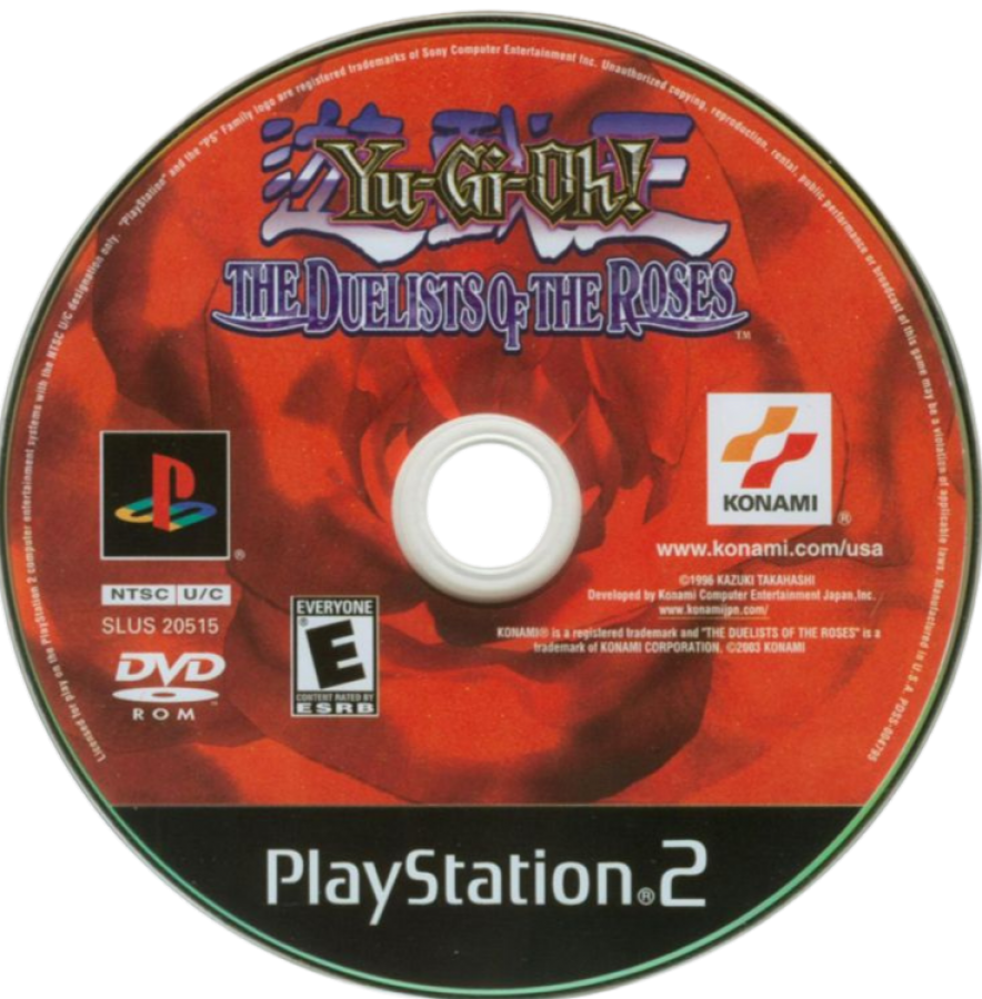 Yu-Gi-Oh! The Duelists of the Roses – PlayStation 2 (PS2) video game disc, trading card strategy.