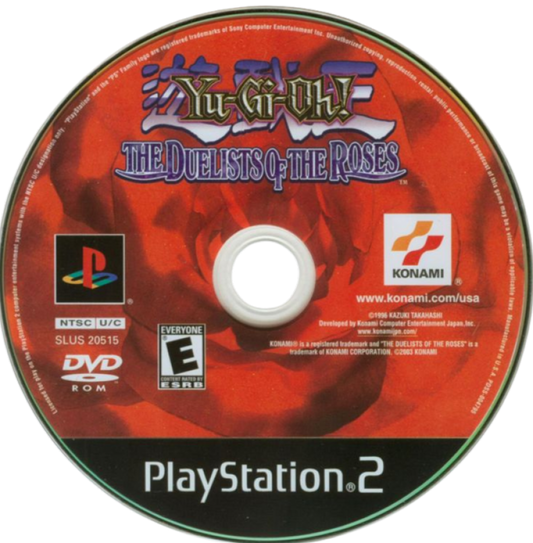 Yu-Gi-Oh! The Duelists of the Roses – PlayStation 2 (PS2) video game disc, trading card strategy.