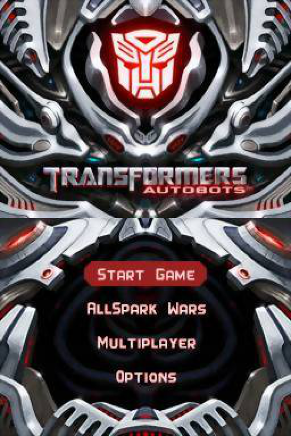 Transformers: Autobots start screen for Nintendo DS (DS) action adventure video game