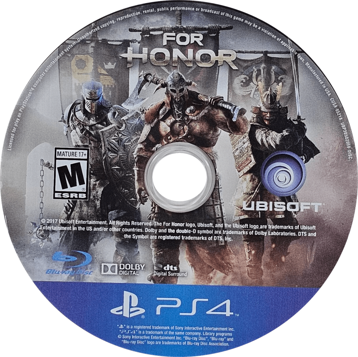 For Honor – PlayStation 4 (PS4) video game disc, medieval melee action fighting game by Ubisoft